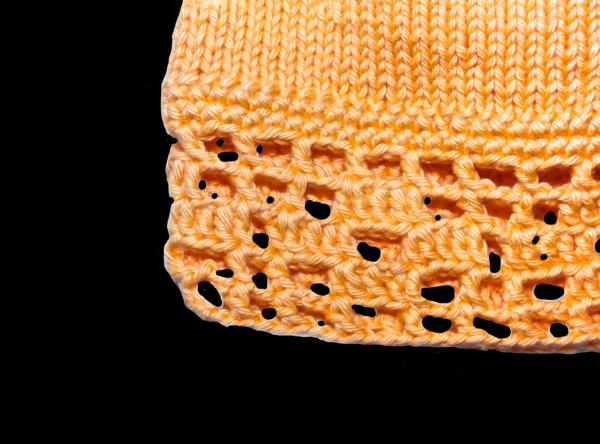 Hand knitted baby cap in orange with a head circumference 38 cm 14,96 inch